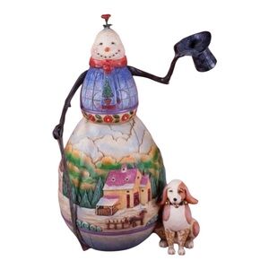 JIM SHORE HEARTWOOD CREEK SNOWMAN`S BEST FRIEND WITH DOG 4008111
